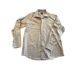 EGARA Shirt Mens 2XL XXL Blue‎ Pink Plaid Non Iron 100% Cotton Button Up EUC